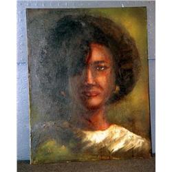 OIL ON CANVAS PORTRAIT OF FEMALE BY BUKKI SMITH,