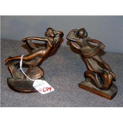 PR OF ART DECO NUDE FEMALE BOOKENDS