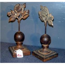 PR CAST IRON FLORAL CEMETERY GATE POST FINIALS