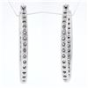 Image 2 : Solid 18K White Gold Large 1.48 ctw In and Out Round Diamond Oval Hoop Earrings