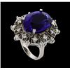 Image 4 : GIA Cert 19.97 ctw Tanzanite and Diamond Ring - 14KT White Gold