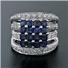 Image 2 : New 18K White Gold 3.15 ctw Calibre Square Sapphire Cluster Quad Row Diamond Rin