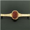 Image 1 : Antique Victorian 15k Solid Rosy Yellow Gold Carved Carnelian Bar Pin Brooch