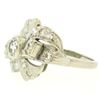 Image 2 : Vintage 14k White Gold 1.0 ctw Round Brilliant & Single Cut Diamond Cocktail Rin