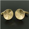 Image 1 : Men's 14k Yellow Gold Dual Finish 20mm Round Concave Swirl Design Cuff Links