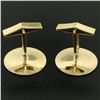 Image 2 : Men's 14k Yellow Gold Dual Finish 20mm Round Concave Swirl Design Cuff Links