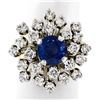 Image 1 : Vintage 14K TT Gold 3.26 ctw Round Sapphire Diamond Tiered Snowflake Cluster Rin