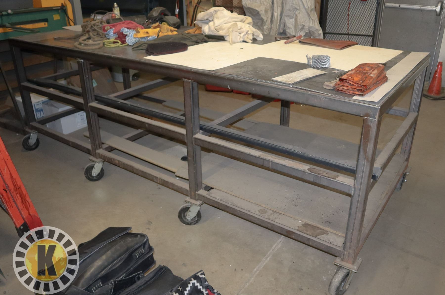 HEAVY DUTY CUSTOMER BUILD STEEL FRAME TABLE ON