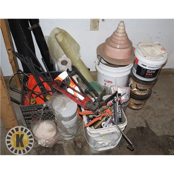 LARGE LOT OF ASSORTED ROOFING SUPPLIES INCLUDING