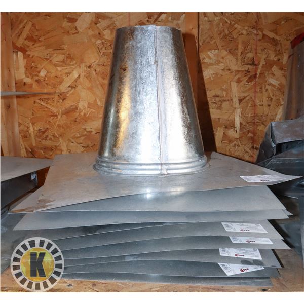 STACK OF ROOF VENT FLASHING FOR FLAT ROOFS