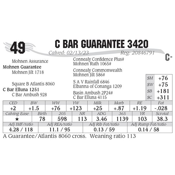 C Bar Guarantee 3420