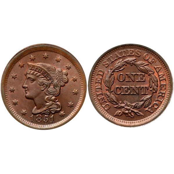1851 N-26 R4+ PCGS graded MS65 Brown