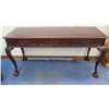Image 1 : Wooden Table w/ 3 Drawers & Cabriole Legs 59"x21"x30"H
