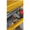 Image 8 : YELLOW TOOLBOX WITH CONTENTS AND 2 HATCHETS