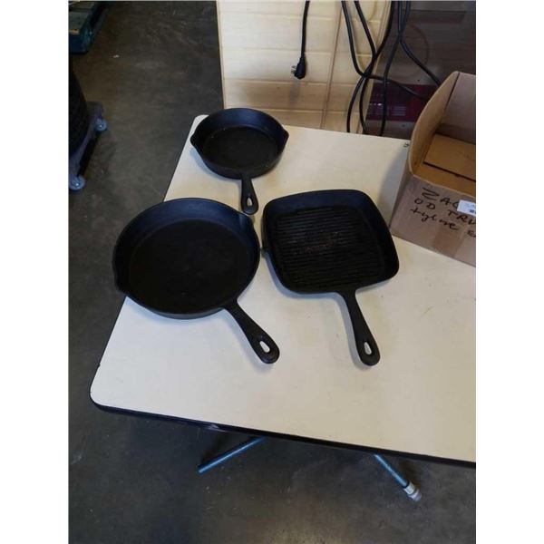 3 CAST IRON PANS