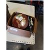 Image 2 : FOLDING SEWING BASKET WITH WOOL OWL, SEWING CASE AND MORE