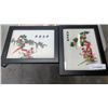 Image 2 : 2 EASTERN SILK STITCHINGS 2 PAINTINGS WITH ART BOOKS
