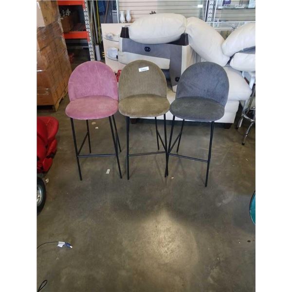 3 UPHOLSTERED BAR STOOLS