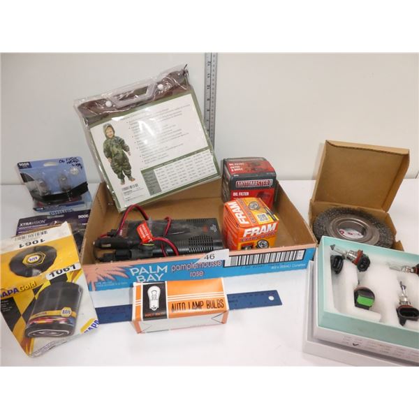 oil filter, wire wheel, head lights, kids