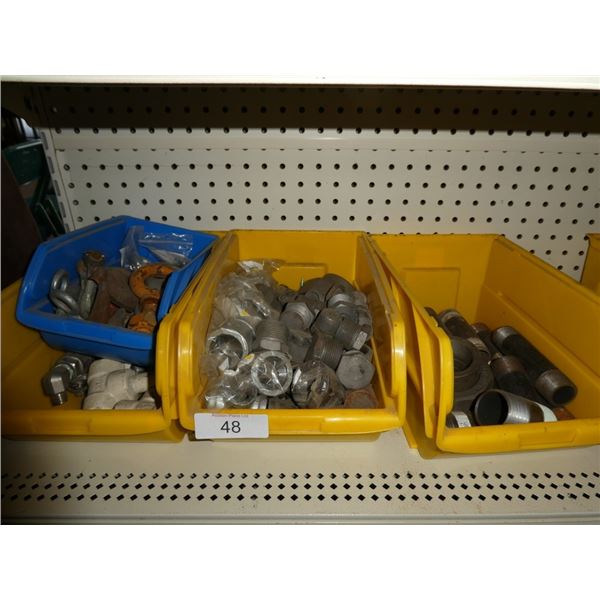 misc pipe, connectors, ends, galv. Iron couplings