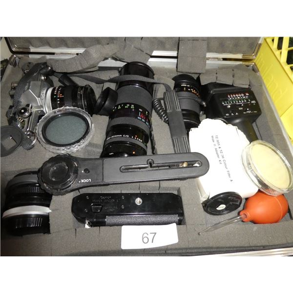 Canon camera set, Optex T-300 tripod