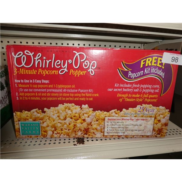 Whirley Pop 3-minute stove top popcorn popper