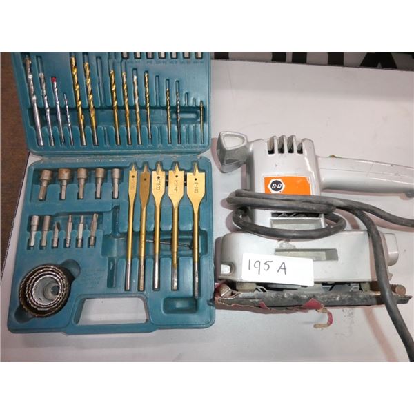 B&D deluxe sander, drill bit set