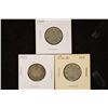 Image 1 : 1910, 1917 & 1919 CANADA SILVER 25 CENT COINS