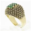 Image 8 : Vintage 18k Yellow Gold .72 ctw Round Emerald Twisted Wire Basket Weave Dome Rin