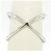 Image 1 : NEW w/o Tag 14k Solid White Gold Simple X Ex Cross Petite Band Ring