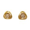 Chanel Gold Triangle Pearl Earrings