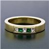 Image 2 : Unisex 18K Yellow Gold 0.33 ctw Princess Cut Diamond & Square Emerald Band Ring