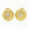 Image 1 : Vintage 14k Two Tone Gold 0.30 ctw Diamond Swirl Twisted Wire Button Cuff Links