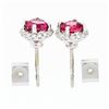 Image 5 : 14k White Gold 1.35 ctw Round Prong Pink Tourmaline & Diamond Halo Stud Earrings