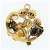 Image 4 : Antique Art Nouveau 14K Gold Diamond Flower Enamel Scroll Repousse Brooch Pin