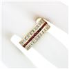 Image 3 : Vintage 18k Gold Channel Round Ruby Princess Cut Diamond Wide Eternity Band Ring