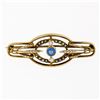 Image 1 : Antique Victorian 14K Gold 0.20 ctw Sapphire & Natural Seed Pearl Open Pin Brooc