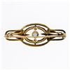 Image 2 : Antique Victorian 14K Gold 0.20 ctw Sapphire & Natural Seed Pearl Open Pin Brooc