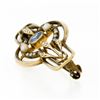 Image 4 : Antique Victorian 14K Gold 0.20 ctw Sapphire & Natural Seed Pearl Open Pin Brooc