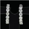 Image 2 : New 10K White Gold .49 ctw Round Brilliant Bezel Set Diamond Hoop Huggie Earring