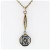 Image 4 : Antique Art Deco 14k Gold Diamond Drop Pendant Necklace w/ Original 17.5" Chain