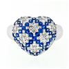 Image 3 : 18K White Gold 1.95 ctw Pavï¿½ Sapphire & Diamond Puffed Domed Heart Cluster Rin