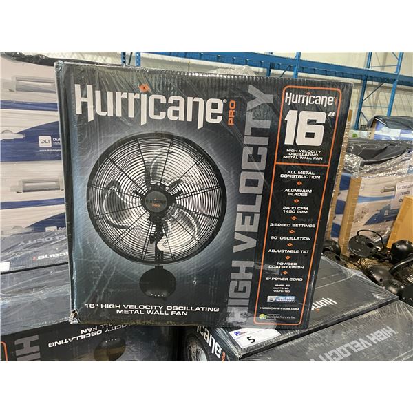 HURRICANE PRO 16" HIGH VELOCITY OSCILLATING METAL WALL FAN