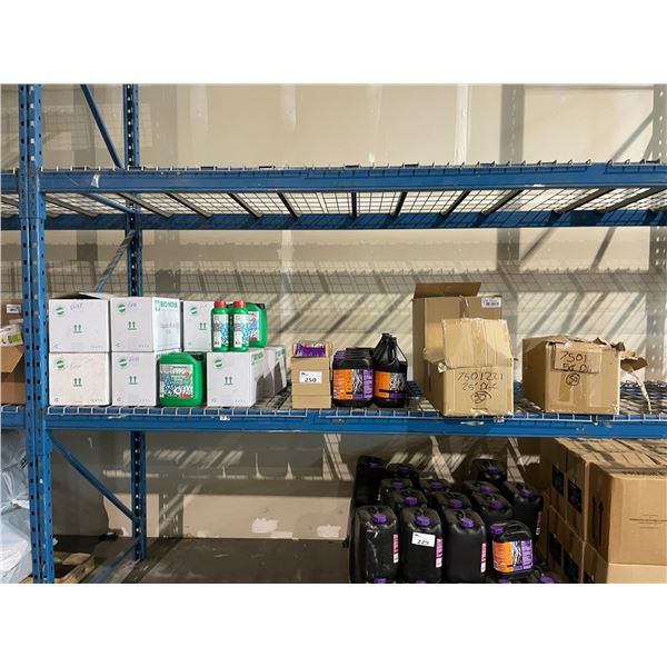 SHELF OF ASSORTED BIONOVA GARDEN FERTILIZER, BCUZZ PRODUCTS ROOT GROW, BLOSSOM BUILDER TABZZ,