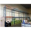 Image 1 : **5 BAYS OF BLUE 19' TALL  12' CROSSBAR 42" DEPTH ADJUSTABLE INDUSTRIAL PALLET RACKING WITH MESH