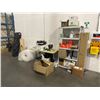 Image 1 : CONTENTS OF SHIPPING RECEIVING AREA INCLUDING SHELVES, WORK BENCH, FOLDING TABLE, HYDROPONICS