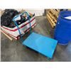 Image 1 : BLUE METAL MOBILE PRODUCT CART & 3 STEP FOLDING STOOL