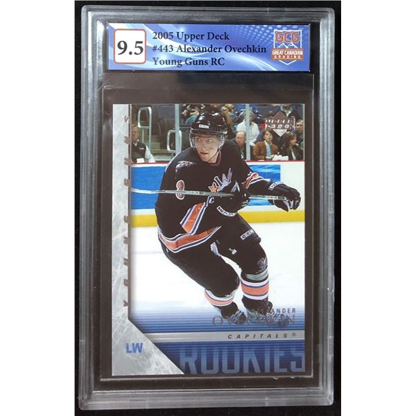 2005 UD YOUNG GUNS  #443  ALEXANDER OVECHKIN ROOKIE CARD GCG GRADED 9.5