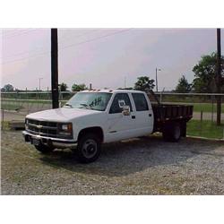 1998 CHEVEROLET 3500 CREWCAB FLATBED TRUCK