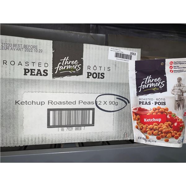 CASE LOT Three Farmers Roasted Peas Ketchup Flavor 12 x 90g